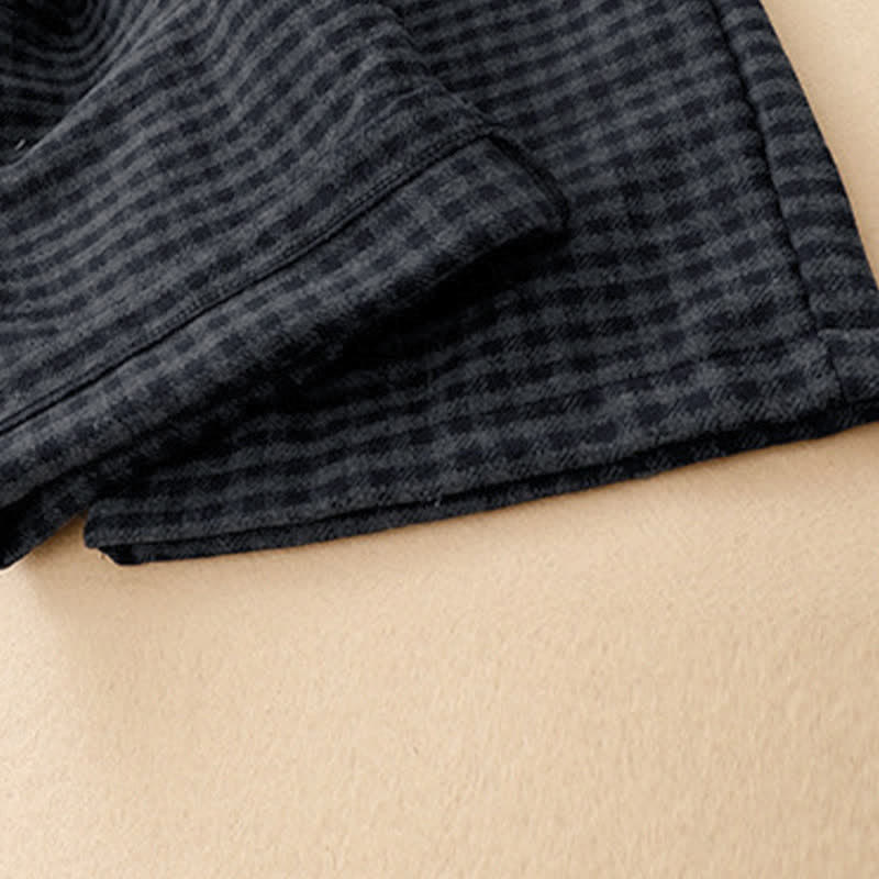 Buddha Stones Winter Casual Plaid Cropped Pants Women's Straight Leg Pants With Pocket - image 8