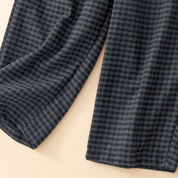 Buddha Stones Winter Casual Plaid Cropped Pants Women's Straight Leg Pants With Pocket - image 7
