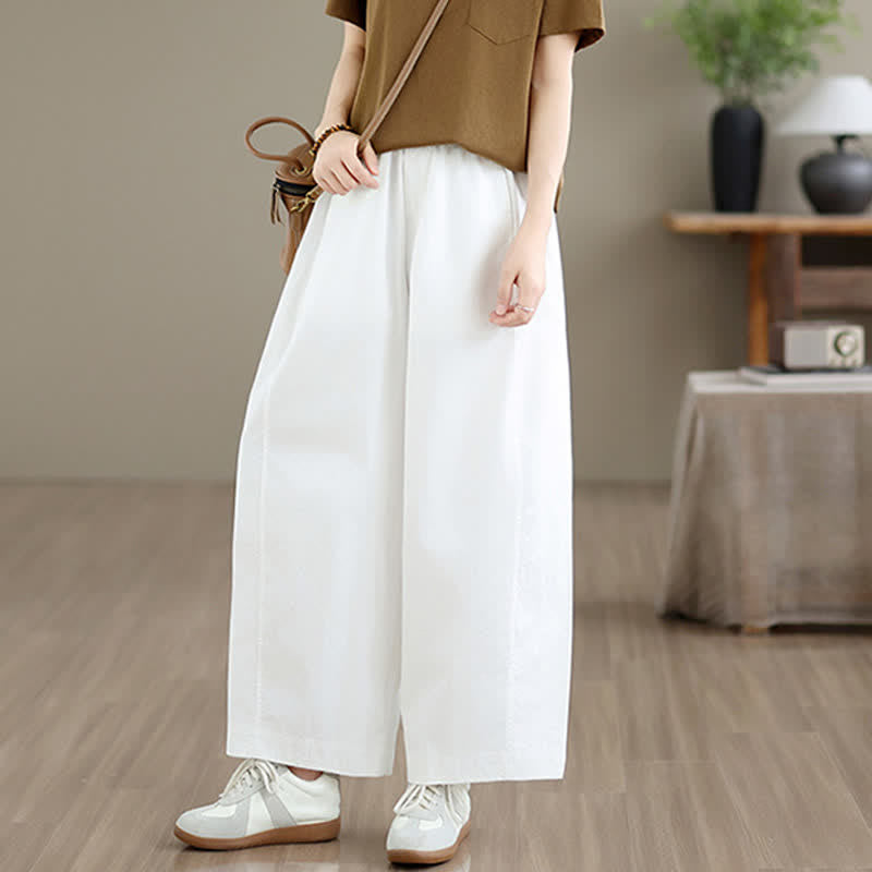 Buddha Stones Spring Summer Simple Plain Solid Cropped Pants Women's Wide Leg Pants With Pockets - image 15