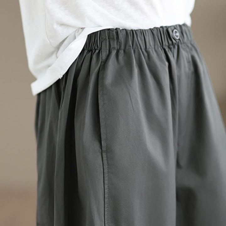 Buddha Stones Spring Summer Simple Plain Solid Cropped Pants Women's Wide Leg Pants With Pockets - image 5