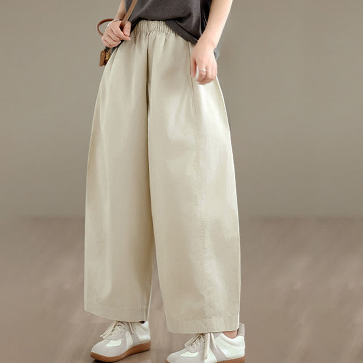 Buddha Stones Spring Summer Simple Plain Solid Cropped Pants Women's Wide Leg Pants With Pockets - image 10