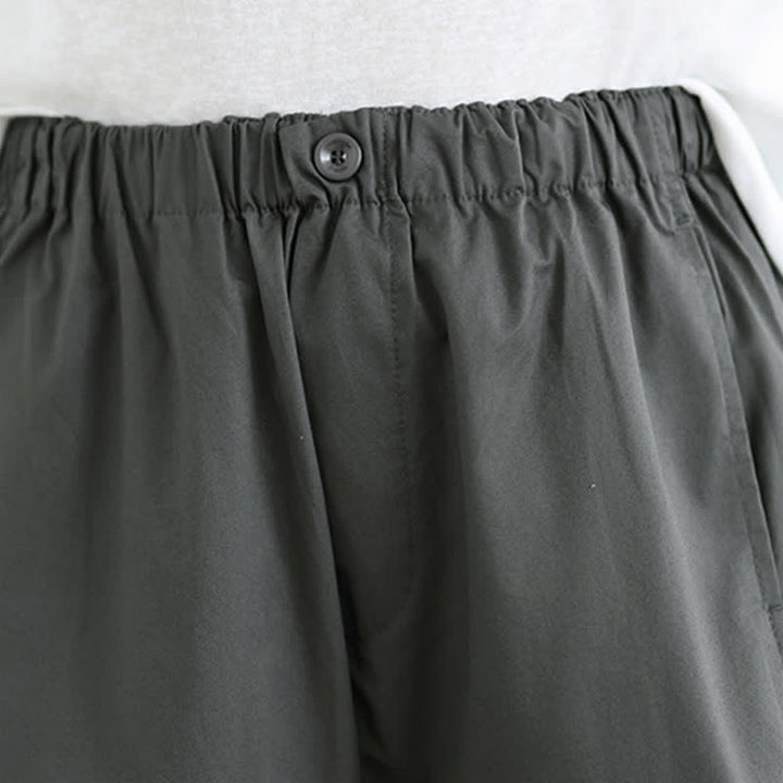 Buddha Stones Spring Summer Simple Plain Solid Cropped Pants Women's Wide Leg Pants With Pockets - image 4