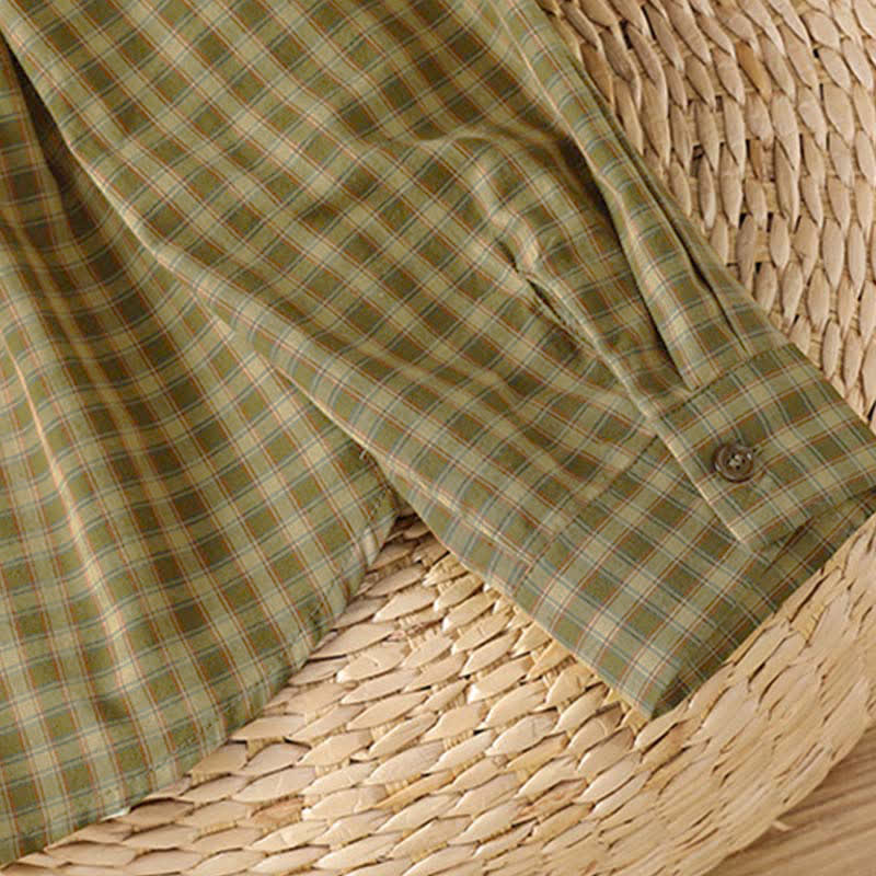 Buddha Stones Spring Fall Minimalist Button-Up Plaid Women's Long Sleeve Shirts - image 7