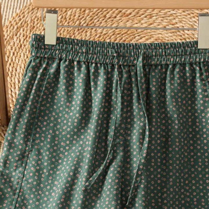 Buddha Stones Spring Summer Casual Boho Drawstring Floral Cropped Pants Women's Wide Leg Pants With Pockets - image 3