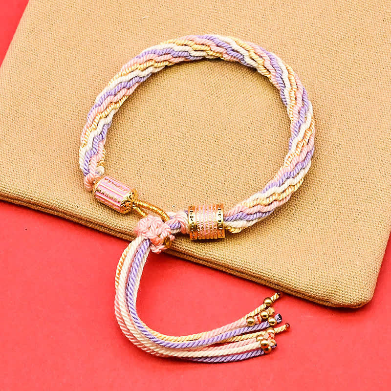 Buddha Stones Tibetan Enamel Colorful Tassel Rope Bracelet - LavenderBlush (Wrist Circumference: 5.9–7.1 in/15–18 cm) - image 4