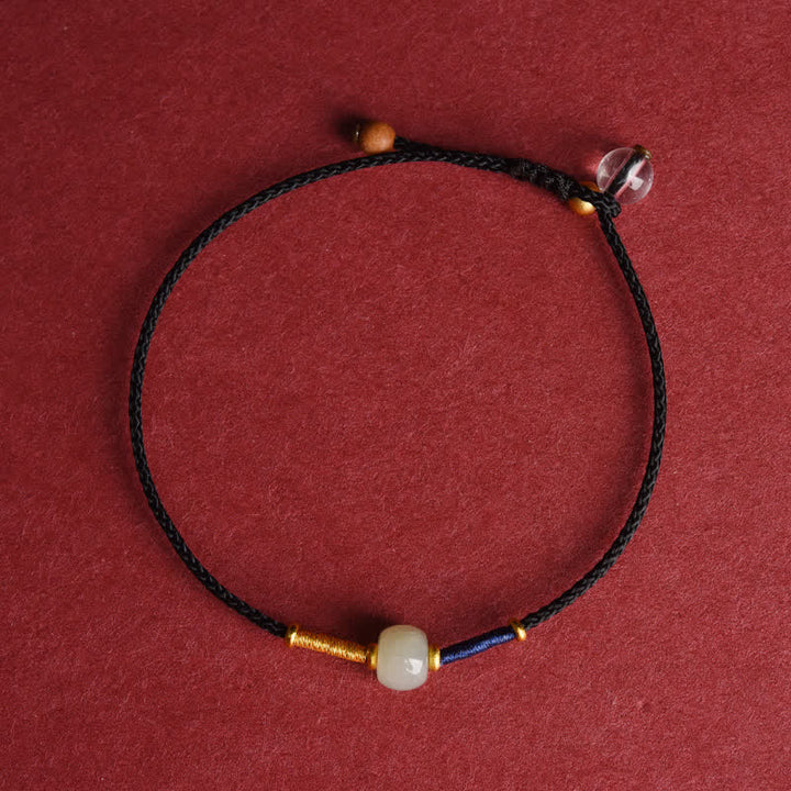 Buddha Stones Adjustable Jade Round Bead Red String Harmony Bracelet Anklet - Bracelet - Black (5.9–8.3 in/15–21 cm) - image 4