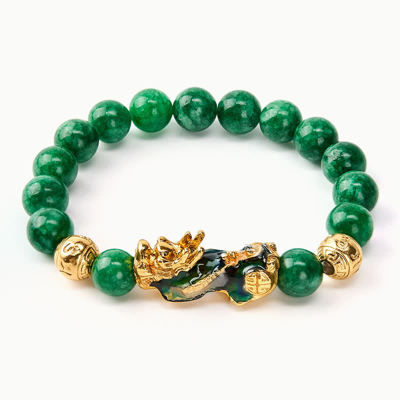 Buddha Stones Natural Cyan Jade Beaded Color Change PiXiu Healing Bracelet - image 5