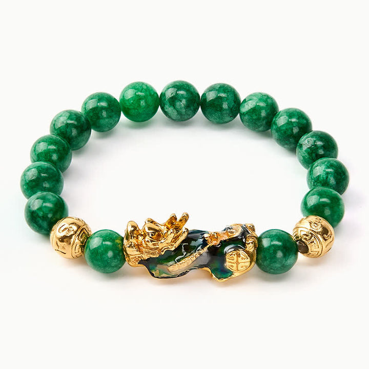 Buddha Stones Natural Cyan Jade Beaded Color Change PiXiu Healing Bracelet - image 5
