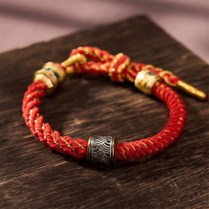 Buddha Stones Hand-Woven Om Mani Padme Hum Five Elements Wuxing Wisdom Tibetan Braided Bracelet - image 19