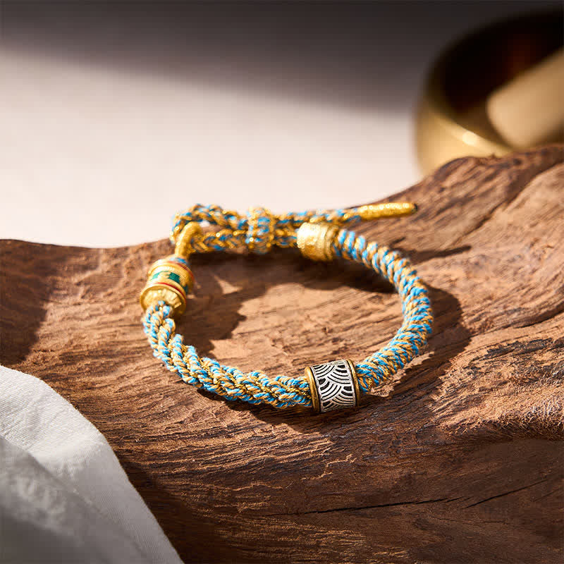 Buddha Stones Hand-Woven Om Mani Padme Hum Five Elements Wuxing Wisdom Tibetan Braided Bracelet - image 36