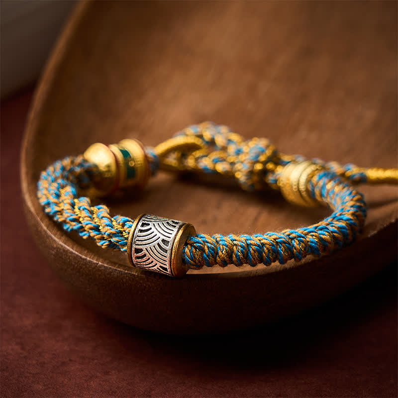 Buddha Stones Hand-Woven Om Mani Padme Hum Five Elements Wuxing Wisdom Tibetan Braided Bracelet - image 35