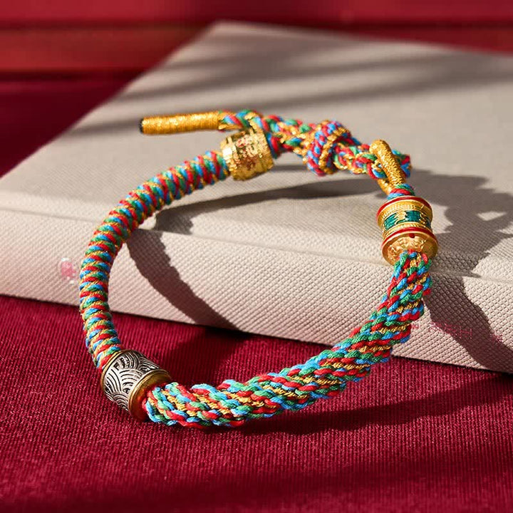 Buddha Stones Hand-Woven Om Mani Padme Hum Five Elements Wuxing Wisdom Tibetan Braided Bracelet - image 2