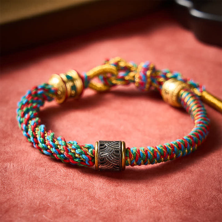 Buddha Stones Hand-Woven Om Mani Padme Hum Five Elements Wuxing Wisdom Tibetan Braided Bracelet - image 3