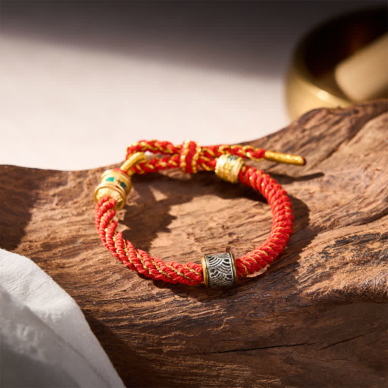Buddha Stones Hand-Woven Om Mani Padme Hum Five Elements Wuxing Wisdom Tibetan Braided Bracelet - image 20