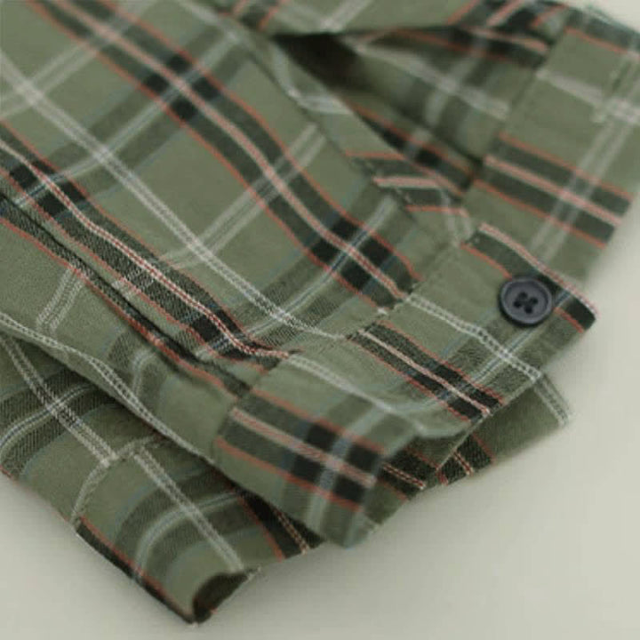 Buddha Stones Fall Casual Vintage Button-Up Contrast Collar Plaid Women's Long Sleeve Shirts - image 15