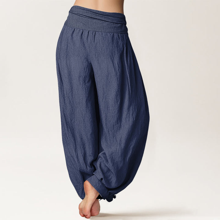 Buddha Stones Pure Cotton Yin Yang Sun Pattern Women's Elastic Waist Harem Pants - image 7