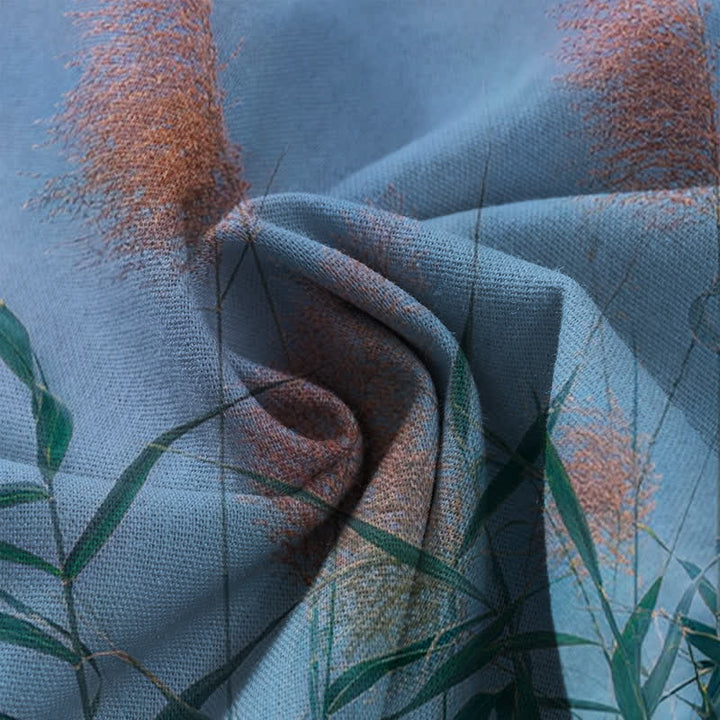 Buddha Stones Cotton Linen Gradient Crane Reed Pattern Women's Elastic Waist Wide Leg Pants With Pockets - image 3
