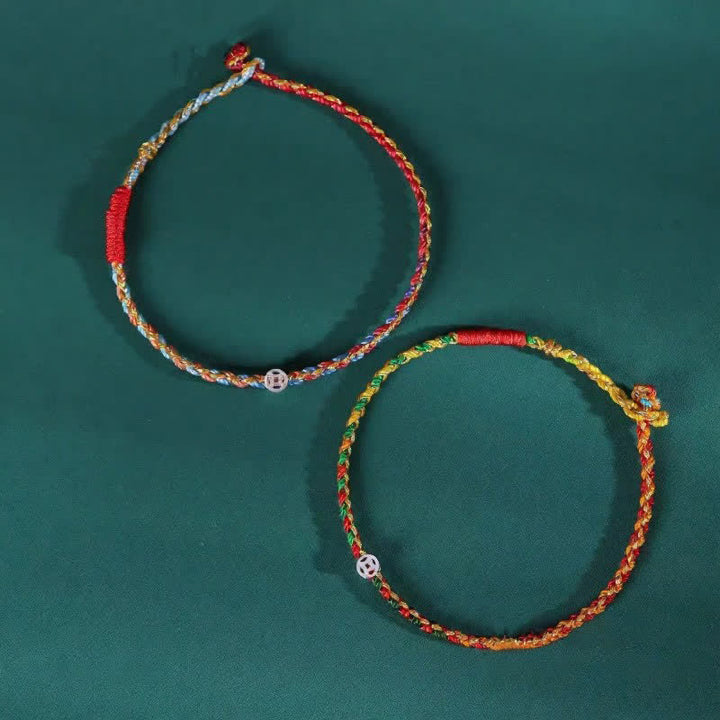 Buddha Stones 925 Sterling Silver Colorful Braided Fortune Bracelet - image 7