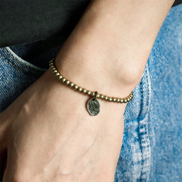 Buddha Stones Copper Beads Lotus Charm Healing Bracelet - image 4