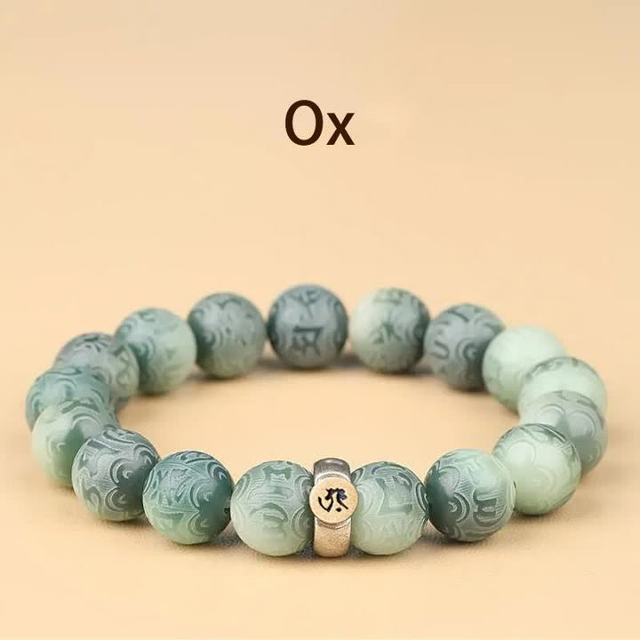 Buddha Stones Chinese Zodiac Bodhi Seed Om Mani Padme Hum Engraved Wisdom Bracelet - Ox - 12mm(Wrist Circumference 14-17cm) - image 3