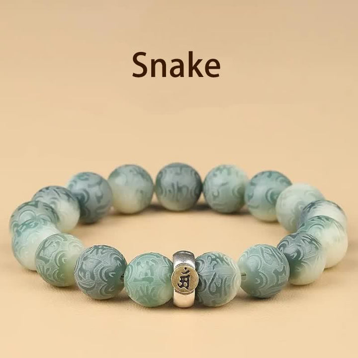 Buddha Stones Chinese Zodiac Bodhi Seed Om Mani Padme Hum Engraved Wisdom Bracelet - Snake - 12mm(Wrist Circumference 14-17cm) - image 17