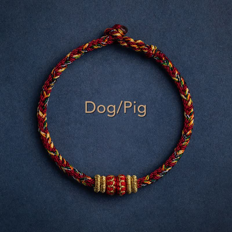 Buddha Stones Tibet Handmade Luck Strength Braided String Bracelet - Dog/Pig - 17-19cm - image 20