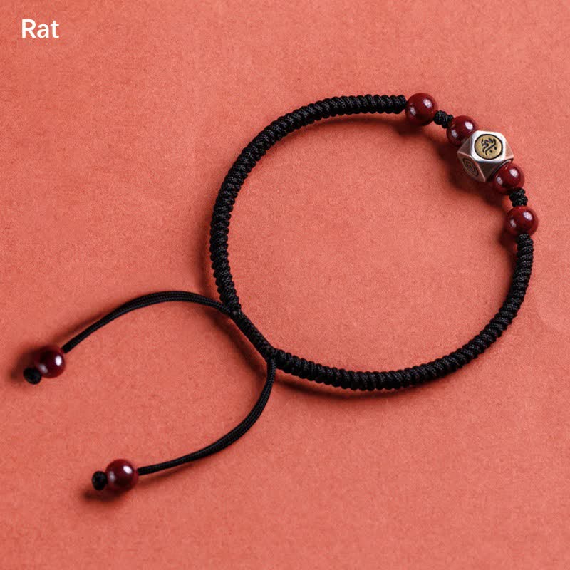 Buddha Stones 925 Sterling Silver Chinese Zodiac Cinnabar Calm Bracelet - Rat - Black(Wrist Circumference 14-18cm) - image 6