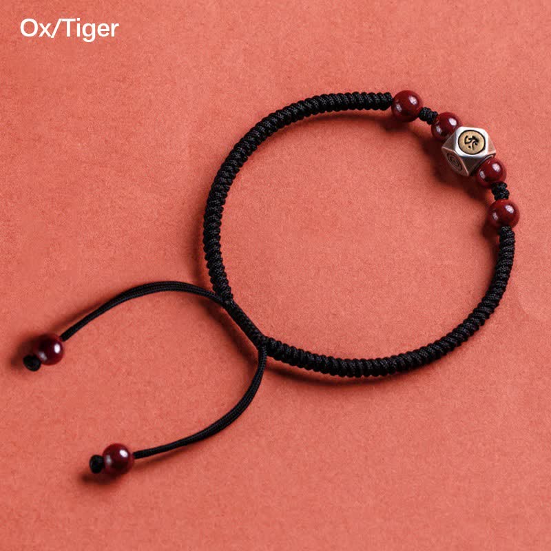 Buddha Stones 925 Sterling Silver Chinese Zodiac Cinnabar Calm Bracelet - Ox/Tiger - Black(Wrist Circumference 14-18cm) - image 12