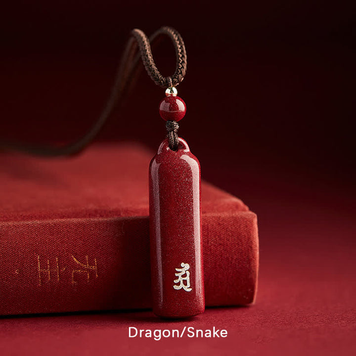 Buddha Stones Chinese Zodiac Cinnabar Amulet Protection String Necklace Pendant - Brown - Dragon/Snake - image 12