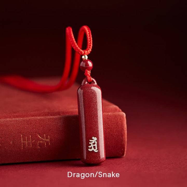 Buddha Stones Chinese Zodiac Cinnabar Amulet Protection String Necklace Pendant - Red - Dragon/Snake - image 20