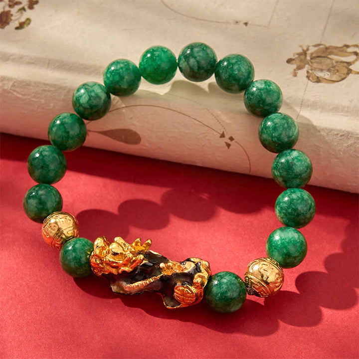 Buddha Stones Natural Cyan Jade Beaded Color Change PiXiu Healing Bracelet - image 4