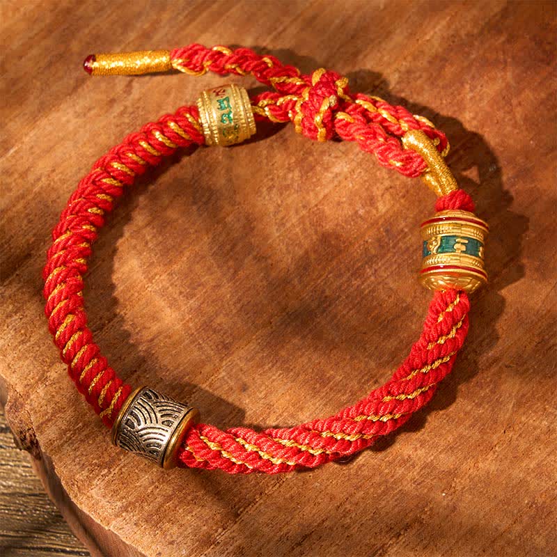 Buddha Stones Hand-Woven Om Mani Padme Hum Five Elements Wuxing Wisdom Tibetan Braided Bracelet - image 18