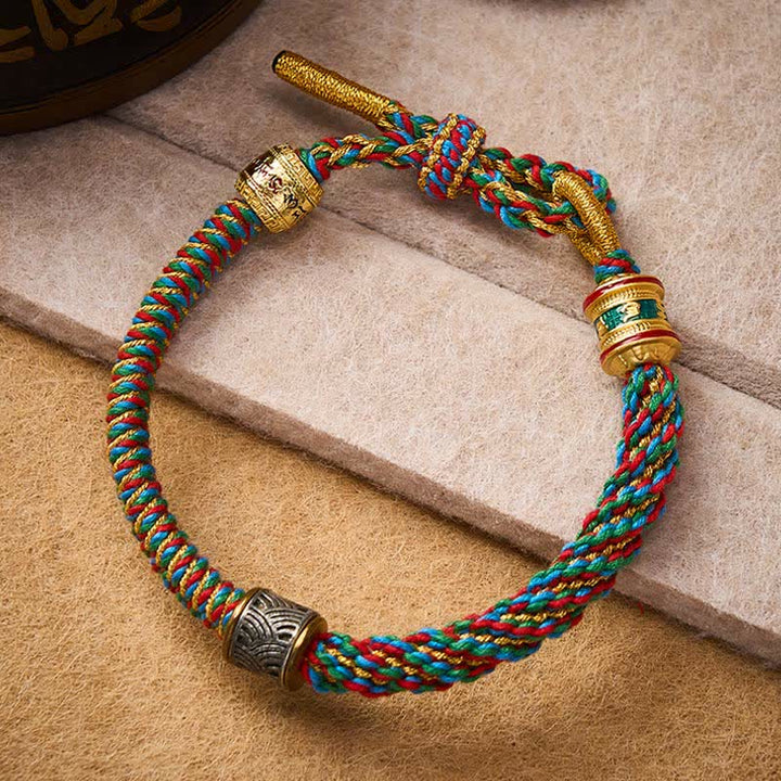Buddha Stones Hand-Woven Om Mani Padme Hum Five Elements Wuxing Wisdom Tibetan Braided Bracelet - image 1