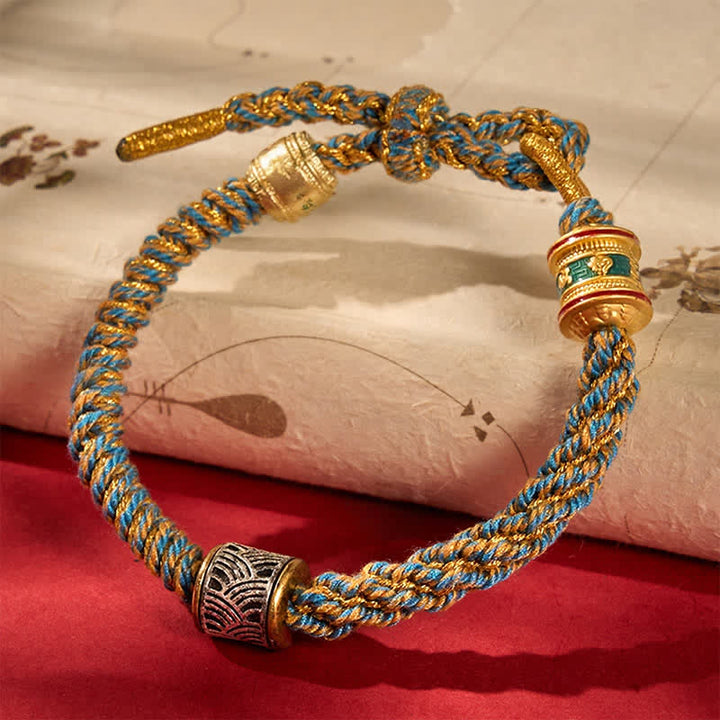 Buddha Stones Hand-Woven Om Mani Padme Hum Five Elements Wuxing Wisdom Tibetan Braided Bracelet - Yellow(Wrist Circumference: 5.9–6.7 in / 15–17 cm) - image 30