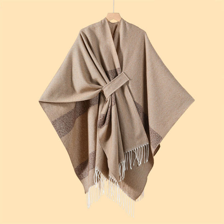 Buddha Stones Fall Winter Boho Striped Tassel Buckle Design Cozy Shawl - image 32