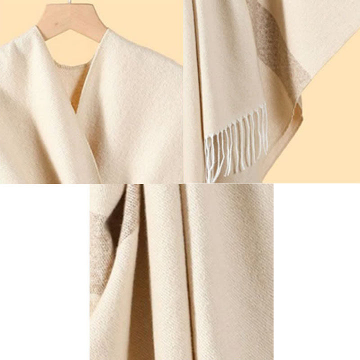 Buddha Stones Fall Winter Boho Striped Tassel Buckle Design Cozy Shawl - image 39