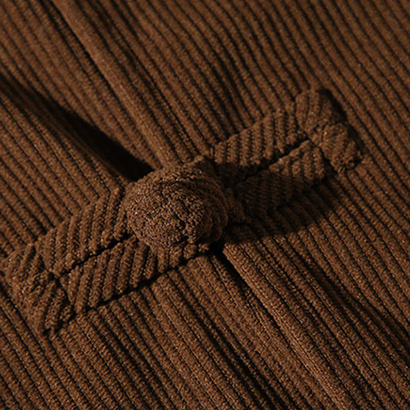 Buddha Stones Fall Winter Casual Tang Style Frog Button Solid Cotton Men's Jacket - image 12