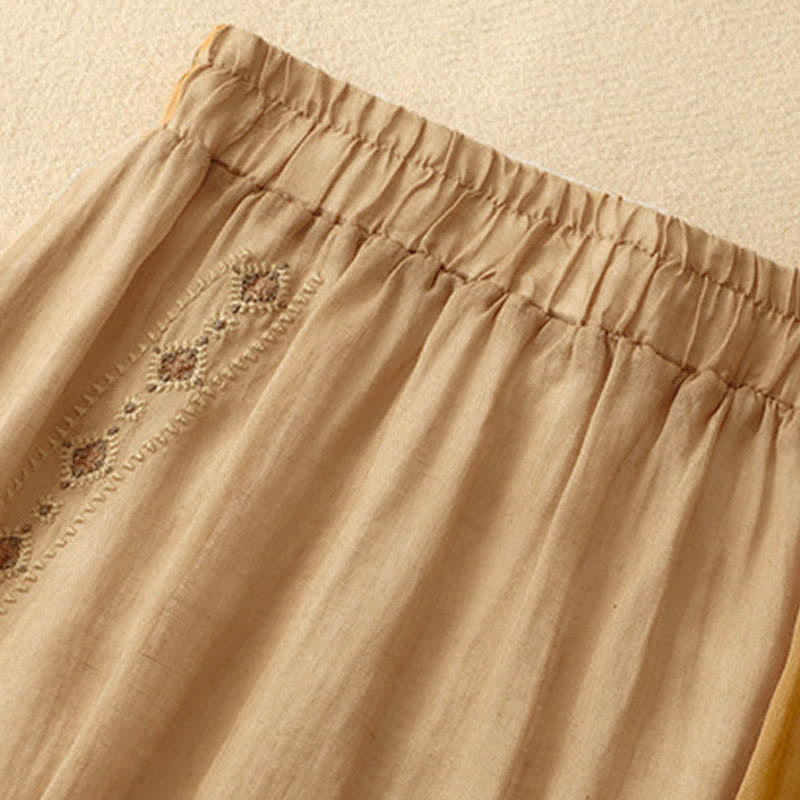 Buddha Stones Ethnic Vintage Embroidery Button Design Women's 7-8 Length Skirt - image 11