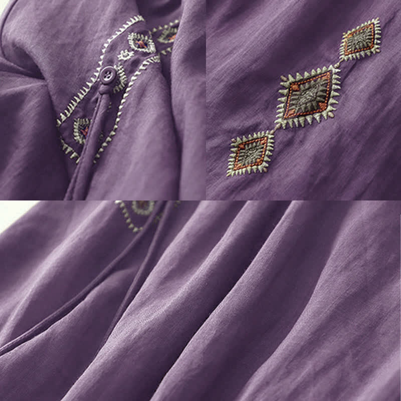 Buddha Stones Ethnic Vintage Embroidery Button Design Women's 7-8 Length Skirt - image 3