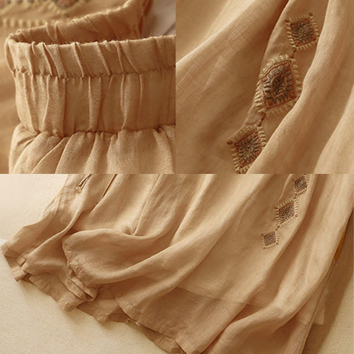 Buddha Stones Ethnic Vintage Embroidery Button Design Women's 7-8 Length Skirt - image 10