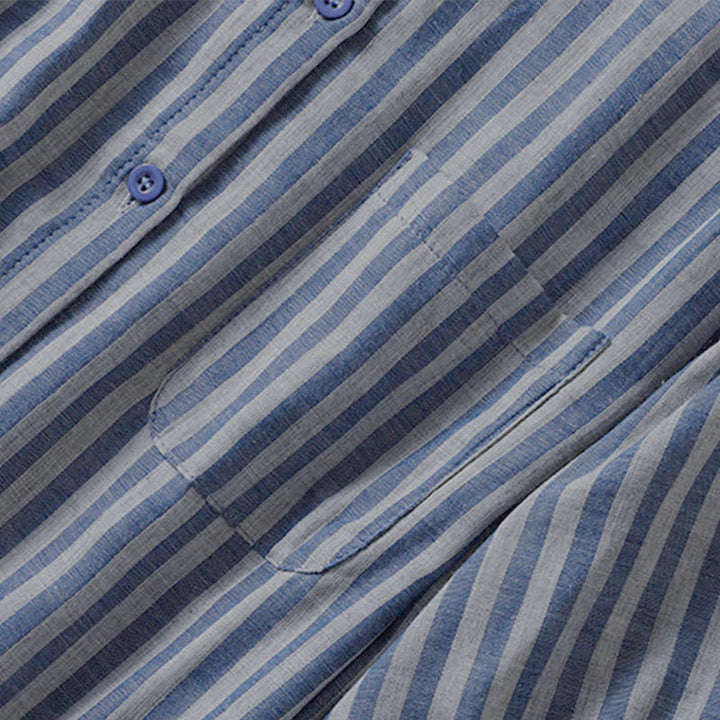 Buddha Stones Summer Casual Button-Up Striped Women's Short Sleeve Shirts With Patch Pocket - image 27