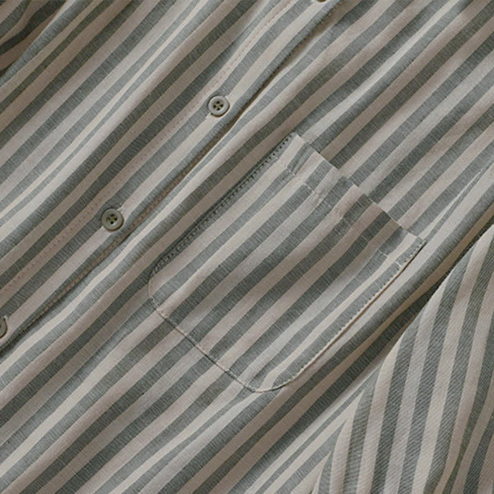 Buddha Stones Summer Casual Button-Up Striped Women's Short Sleeve Shirts With Patch Pocket - image 4