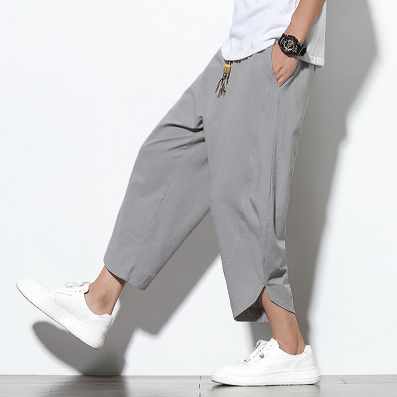 Buddha Stones Casual Summer Drawstring 7-8 Length Men's Harem Pants With Pockets - image 7