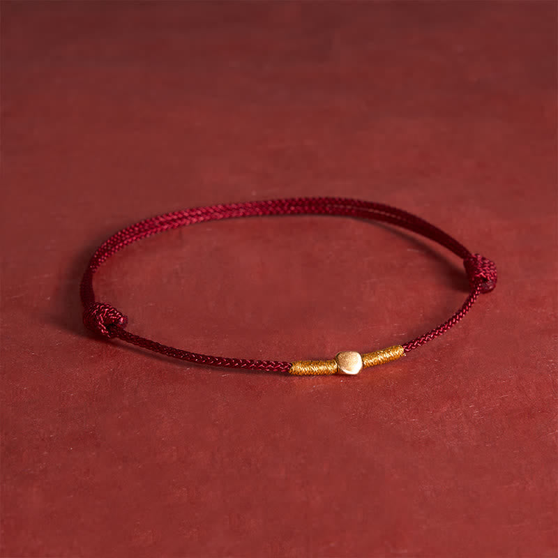 Buddha Stones 925 Sterling Silver Golden Bead Protection Braided Rope Bracelet - DarkRed (Wrist Circumference: 6.3-7.1 in/16-18 cm) - image 3