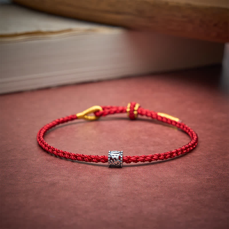Buddha Stones Black Red String 925 Sterling Silver Om Mani Padme Hum Protection Minimalist Bracelet - image 10