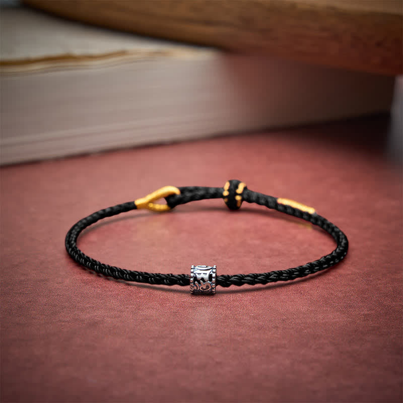 Buddha Stones Black Red String 925 Sterling Silver Om Mani Padme Hum Protection Minimalist Bracelet - image 15