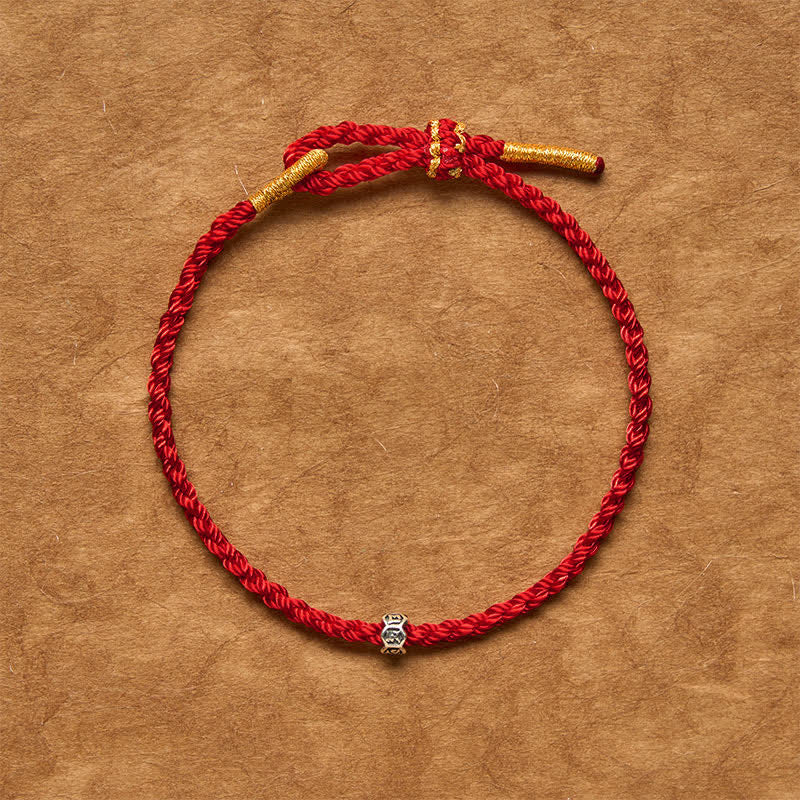 Buddha Stones Black Red String 925 Sterling Silver Om Mani Padme Hum Wheel Bead Luck Bracelet - image 11