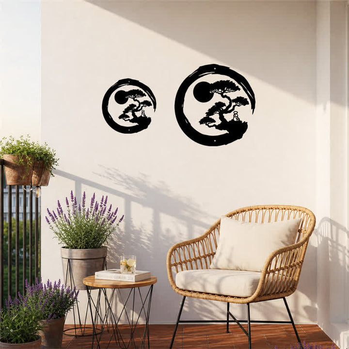 Buddha Stones Metal Zen Circle Pine Enlightenment Bonsai Iron Meaningful Symbols Wall Art - image 9