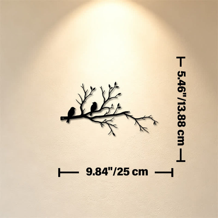 Buddha Stones Two Birds Branch Silhouette Iron Meaningful Symbols Wall Art - Approx. 25cm x 13.88cm x 0.1cm / 9.84in x 5.46in x 0.04in - image 2