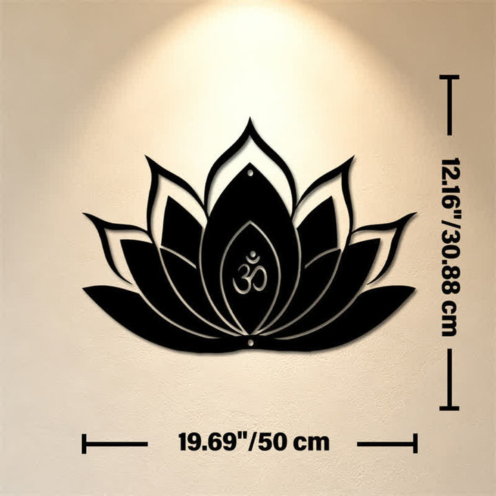 Buddha Stones Lotus OM Mindfulness Zen Silhouette Iron Meaningful Symbols Wall Art - Approx. 50cm x 30.88cm x 0.12cm / 19.69in x 12.16in x 0.05in - image 8